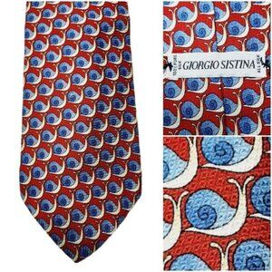 GIORGIO SISTINA 100% Silk Novelty Snail Pattern Men's Necktie Vintage Flawed